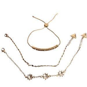 Guess Gold Bracelet Set with Clear Accents